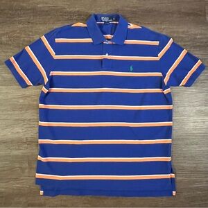 Vintage POLO RALPH LAUREN Men's Polo T-Shirt Blue Orange Size X-Large